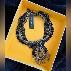NWT BCBG Maxazria black and smoke crystal pendant necklace